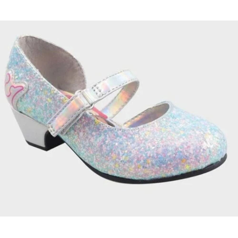 Disney Toddler Girls' Silver Glittery Disney Princess Ballet Flats Size 6